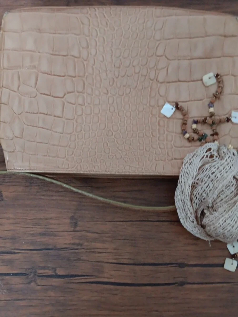 Sondra Roberts Croc-Embossed Shoulder Bag in Camel.